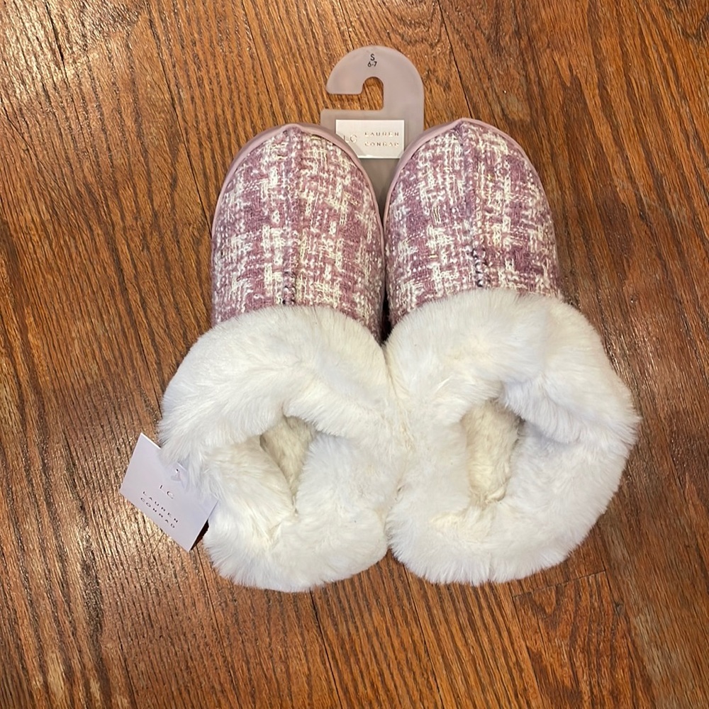 Lauren Conrad Tweed Collar Clog Slippers
